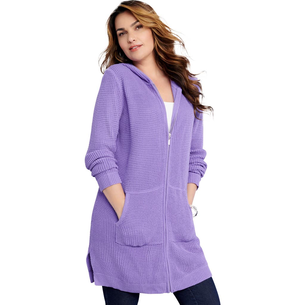 Waffle Mega Length Zip Hoodie in Vintage Lavender at Nordstrom, Size by Roaman's