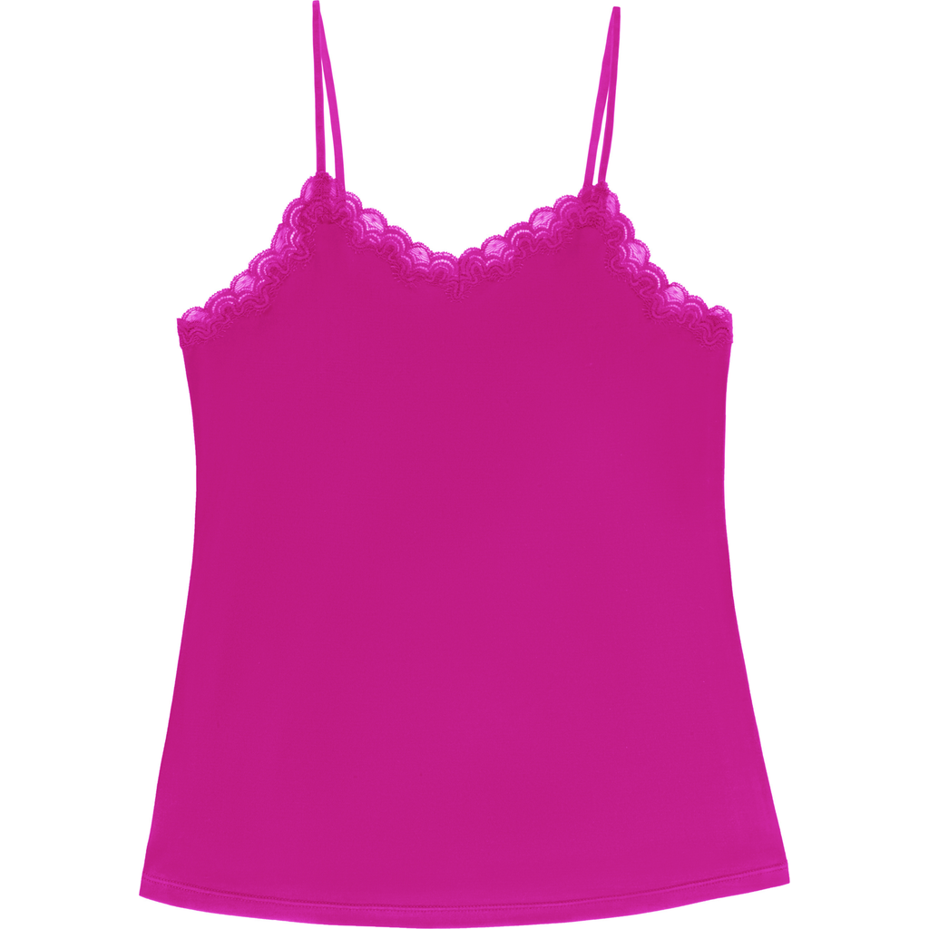 Soft Silk Lace Trim Camsiole in Festival Fuschia at Nordstrom, Size