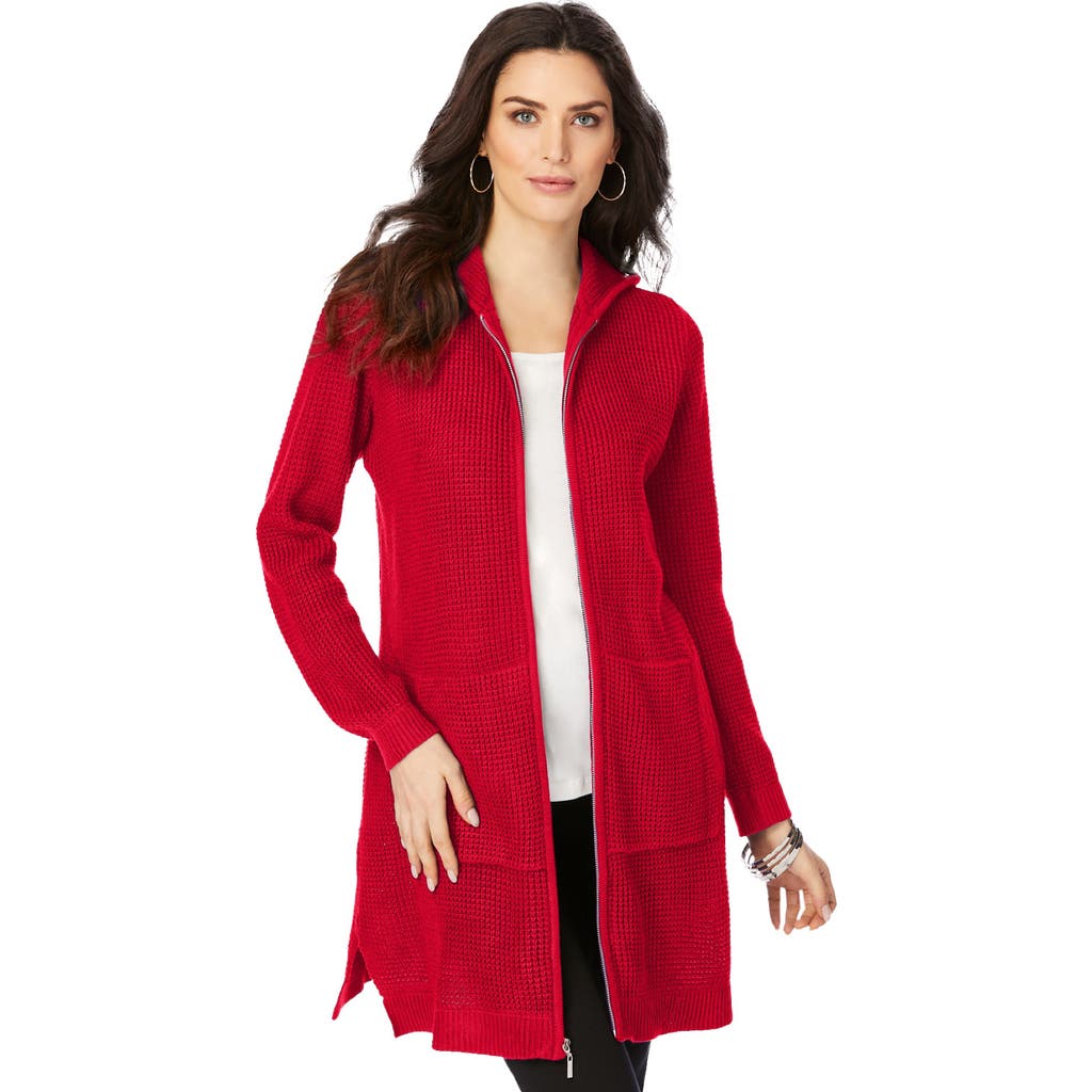 Waffle Mega Length Zip Hoodie in Vivid Red at Nordstrom, Size by Roaman's