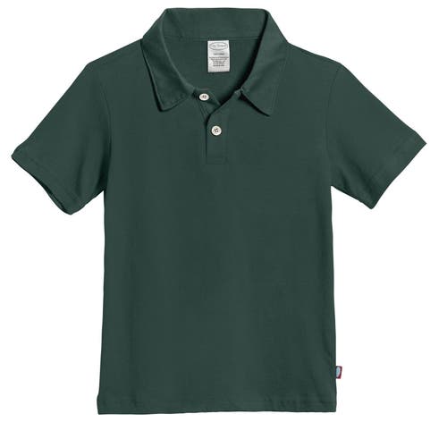 Baby Boys Soft Cotton Jersey 2-Button Short Sleeve Polo Shirt in Hunter Green at Nordstrom, Size