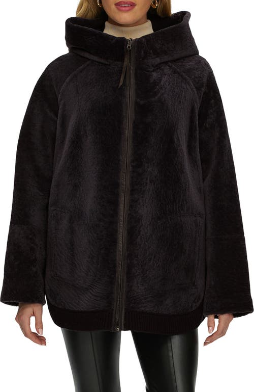 Reversible Textured Genuine Shearling Lamb Zip Parka with Ribbed Hem in Brown/brown at Nordstrom, Size by GORSKI