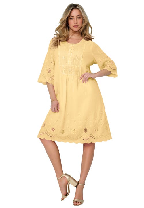 Cotton Lace Dress in Banana at Nordstrom, Size