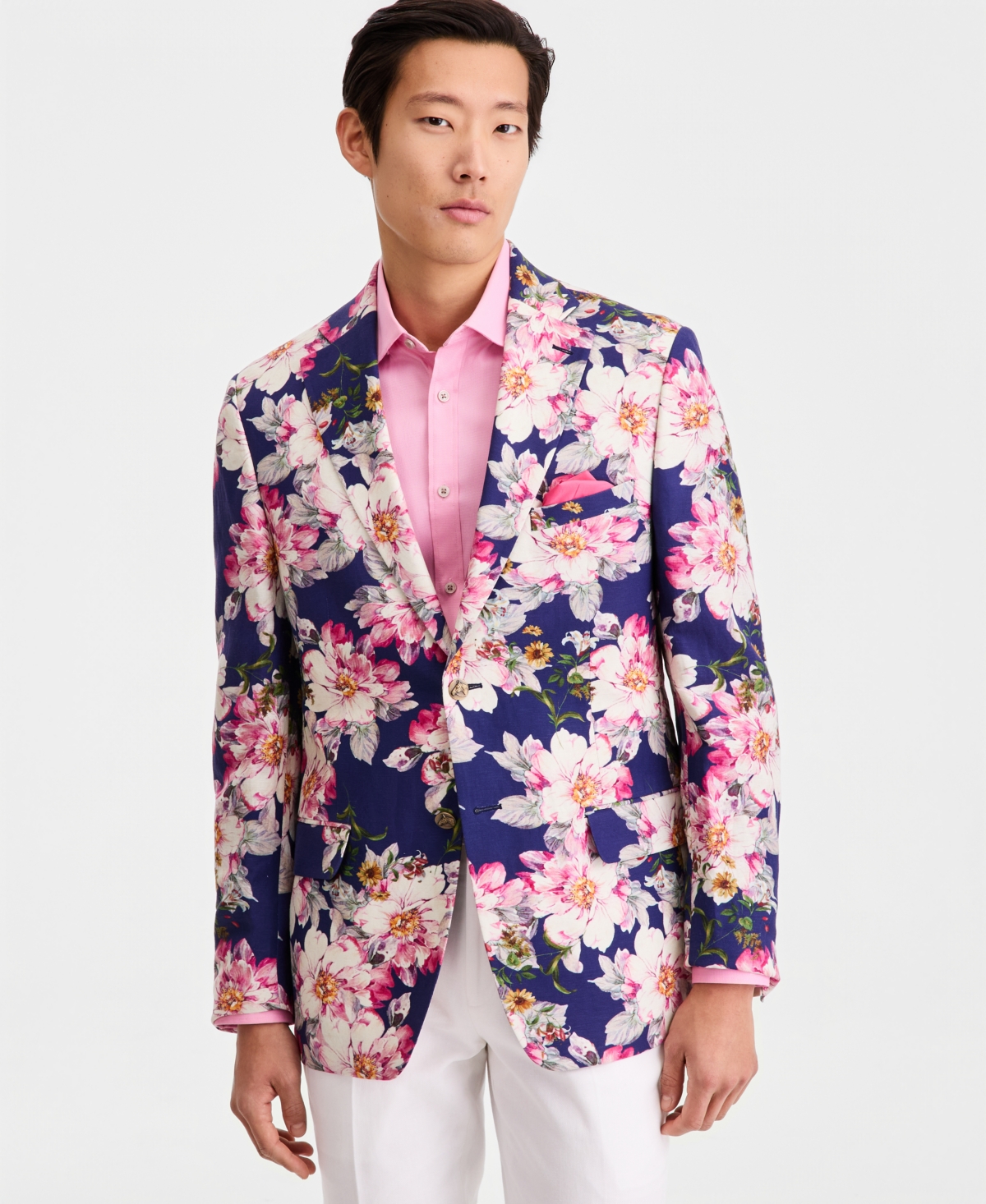 Slim-Fit Linen-Blend Patterned Blazer