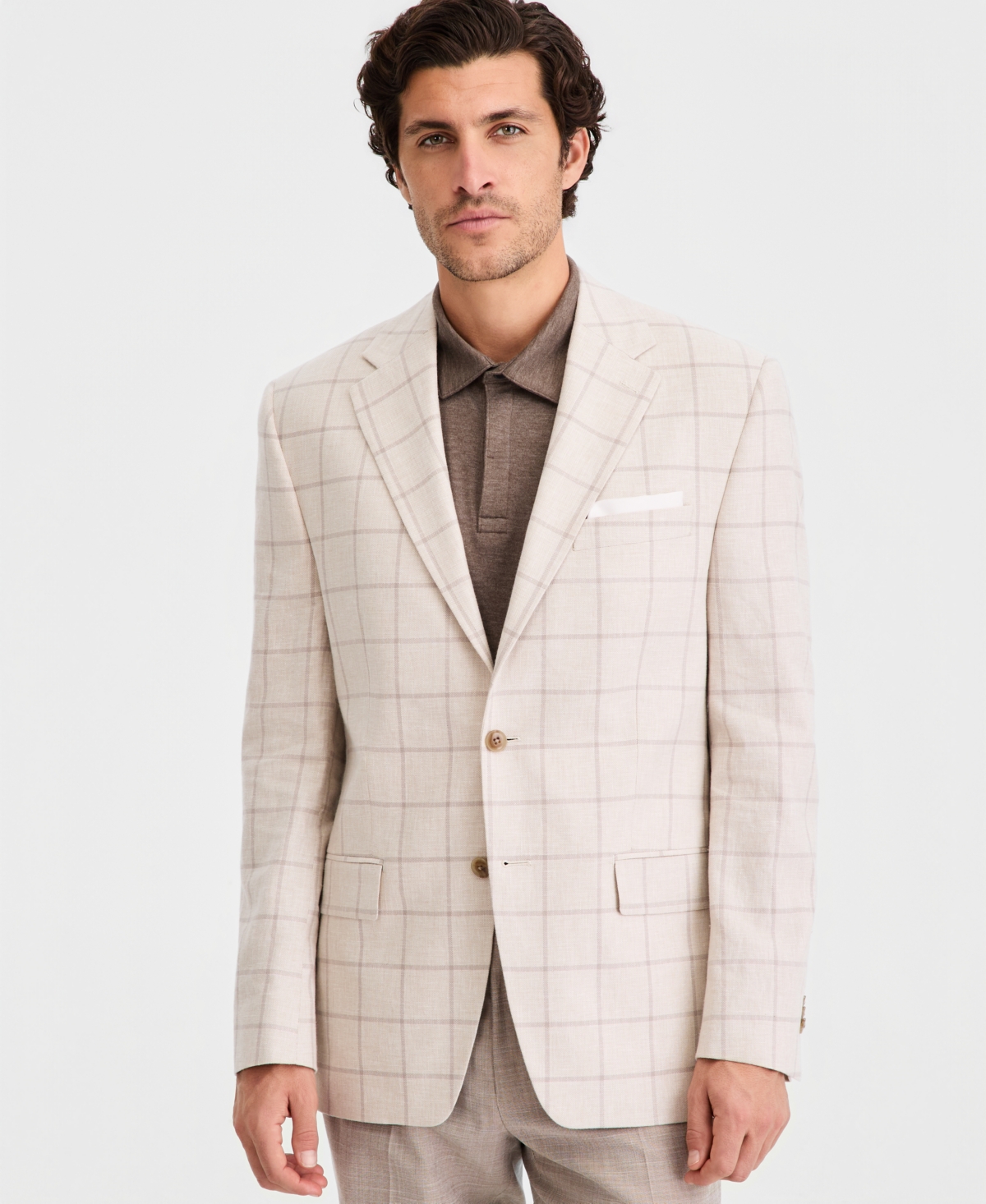 Classic-Fit Tan Patterned Blazer by Michael Kors