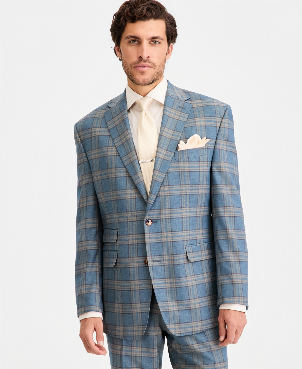 Classic-Fit Plaid Suit Separate Jacket