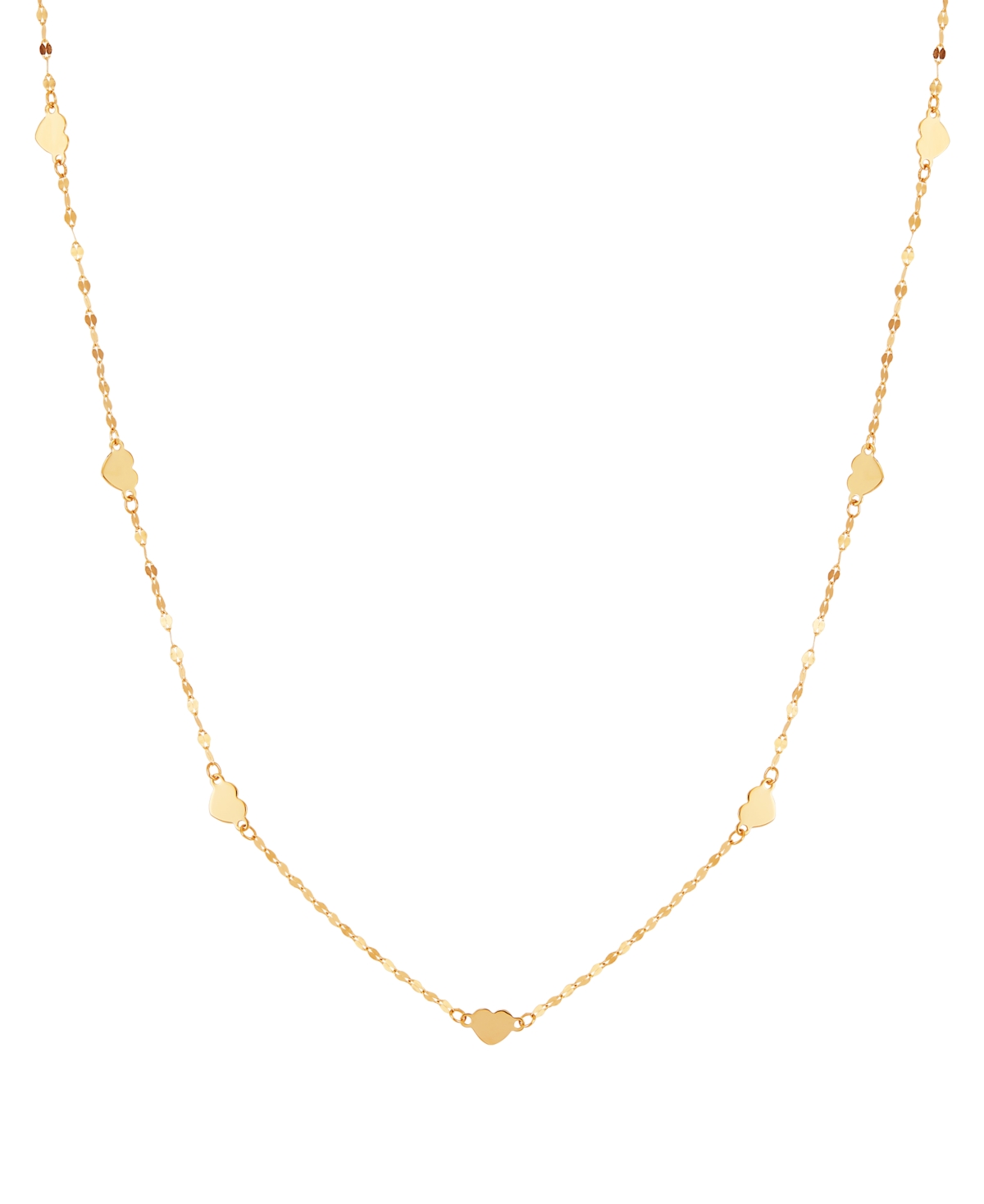 Heart Station 18" Collar Necklace in 14k Gold