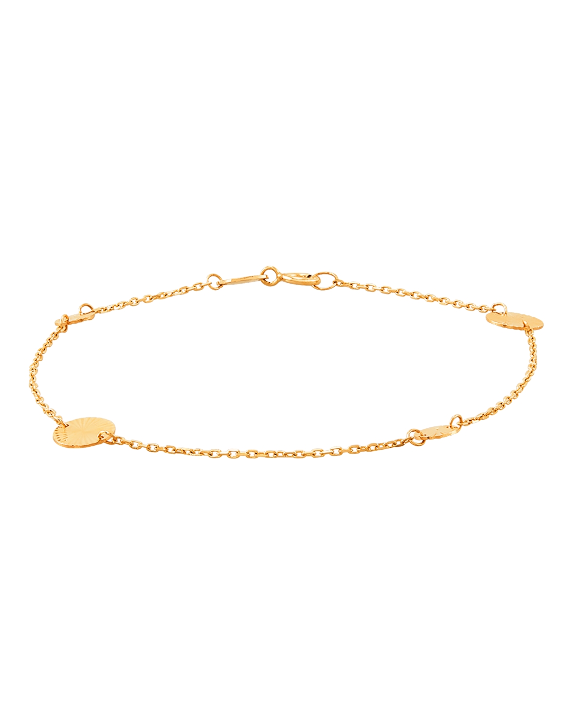Polished and Diamond Cut Graduated Burst Disk Bracelet in 10K Yellow Gold