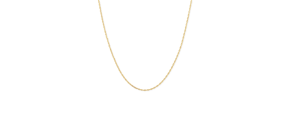 Lightweight 14k Yellow Gold Necklace, 16" Light Rope Chain (1mm)