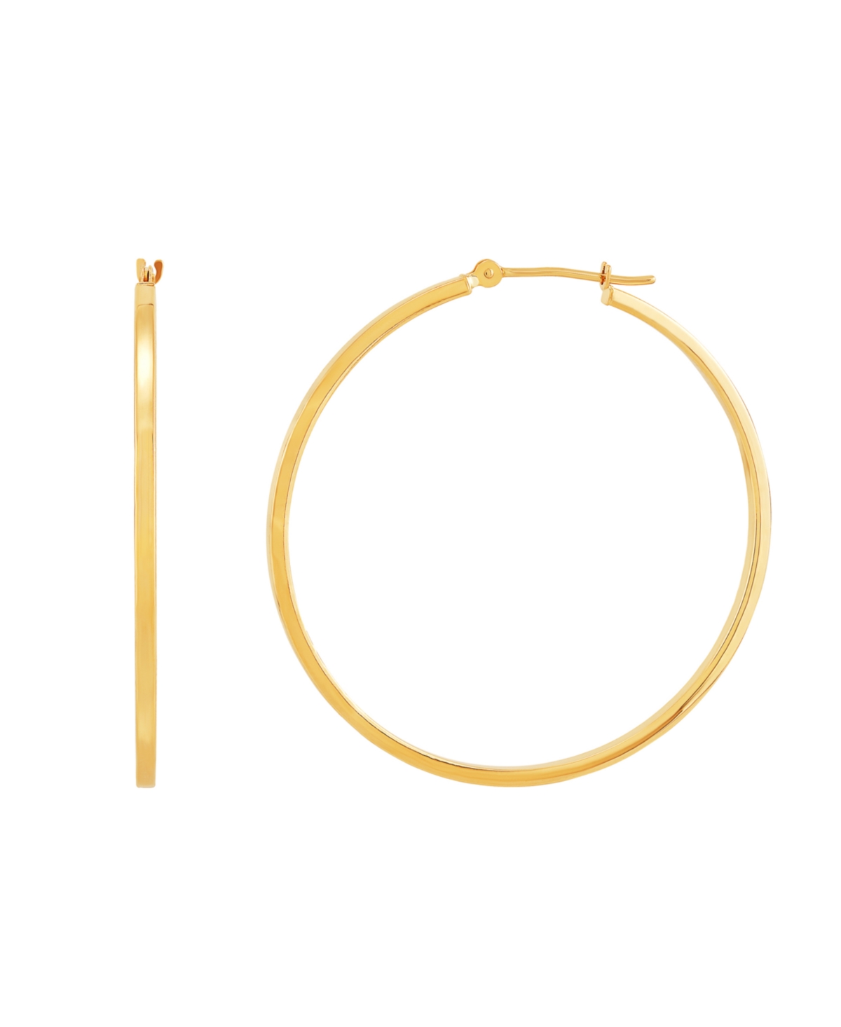 Medium Flat-Edge Hoop Earrings in 10k Gold, 1-1/2"