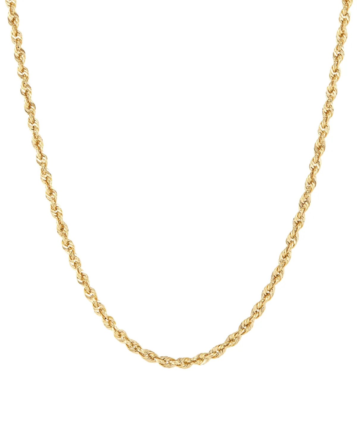 Hollow Rope Chain Necklace in 14k Yellow Gold