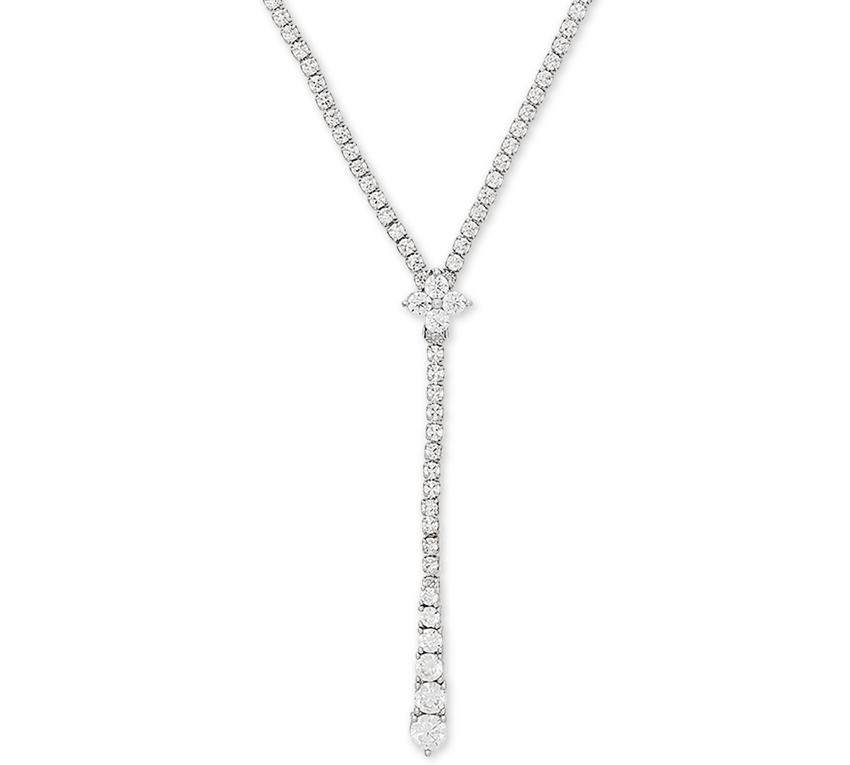 Cubic Zirconia 17" Lariat Necklace in Sterling Silver
