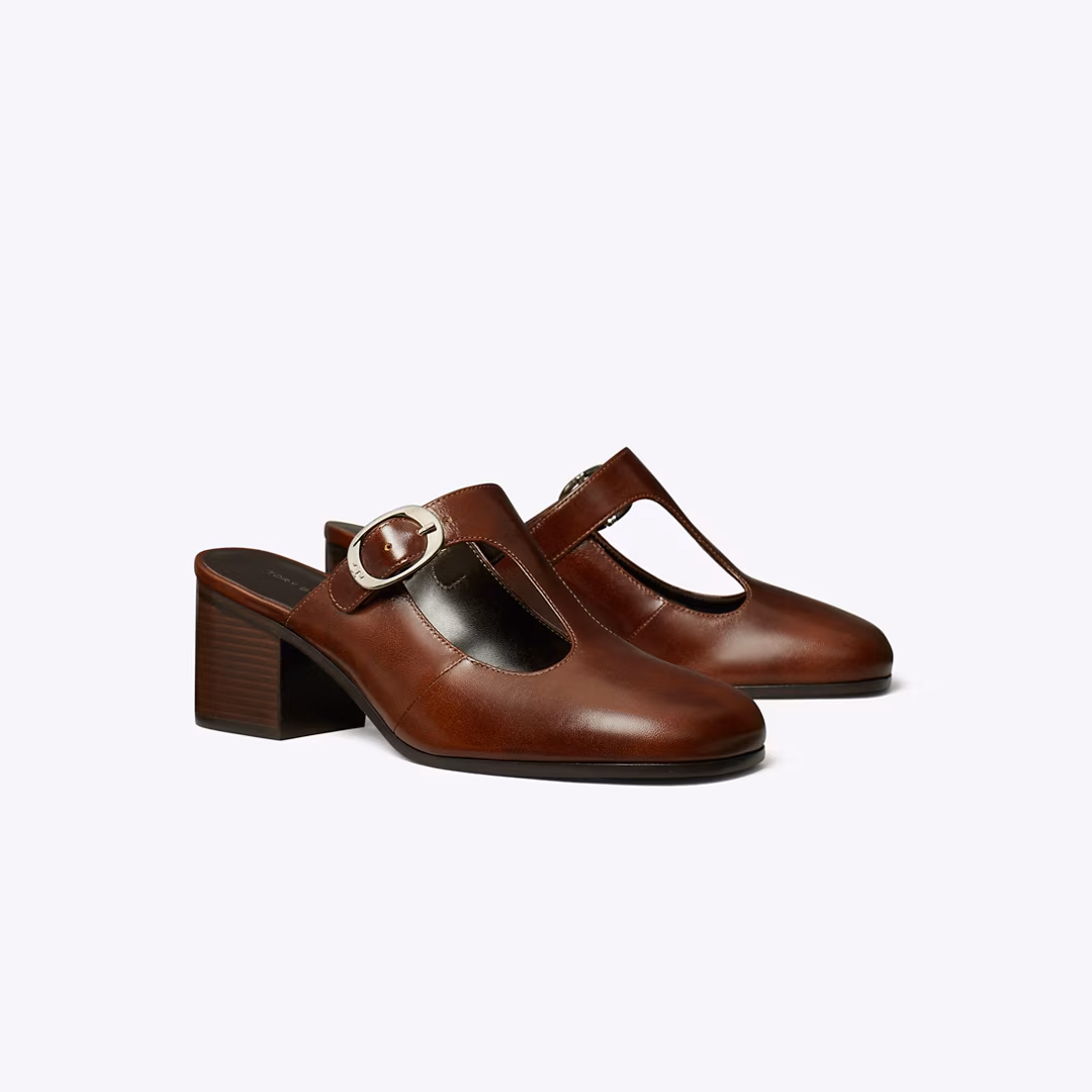 Violet T-Strap Heeled Mule
