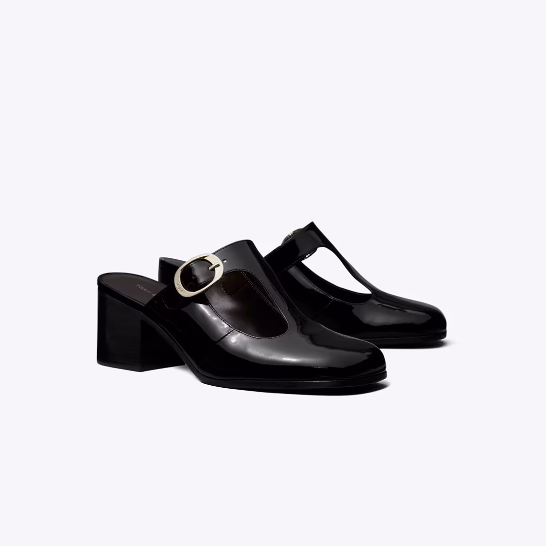 Violet T-Strap Heeled Mule