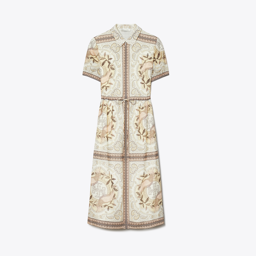 Cinched Cotton Zip Dress