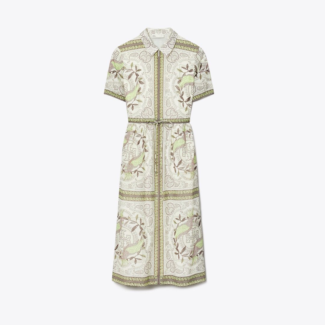 Cinched Cotton Zip Dress