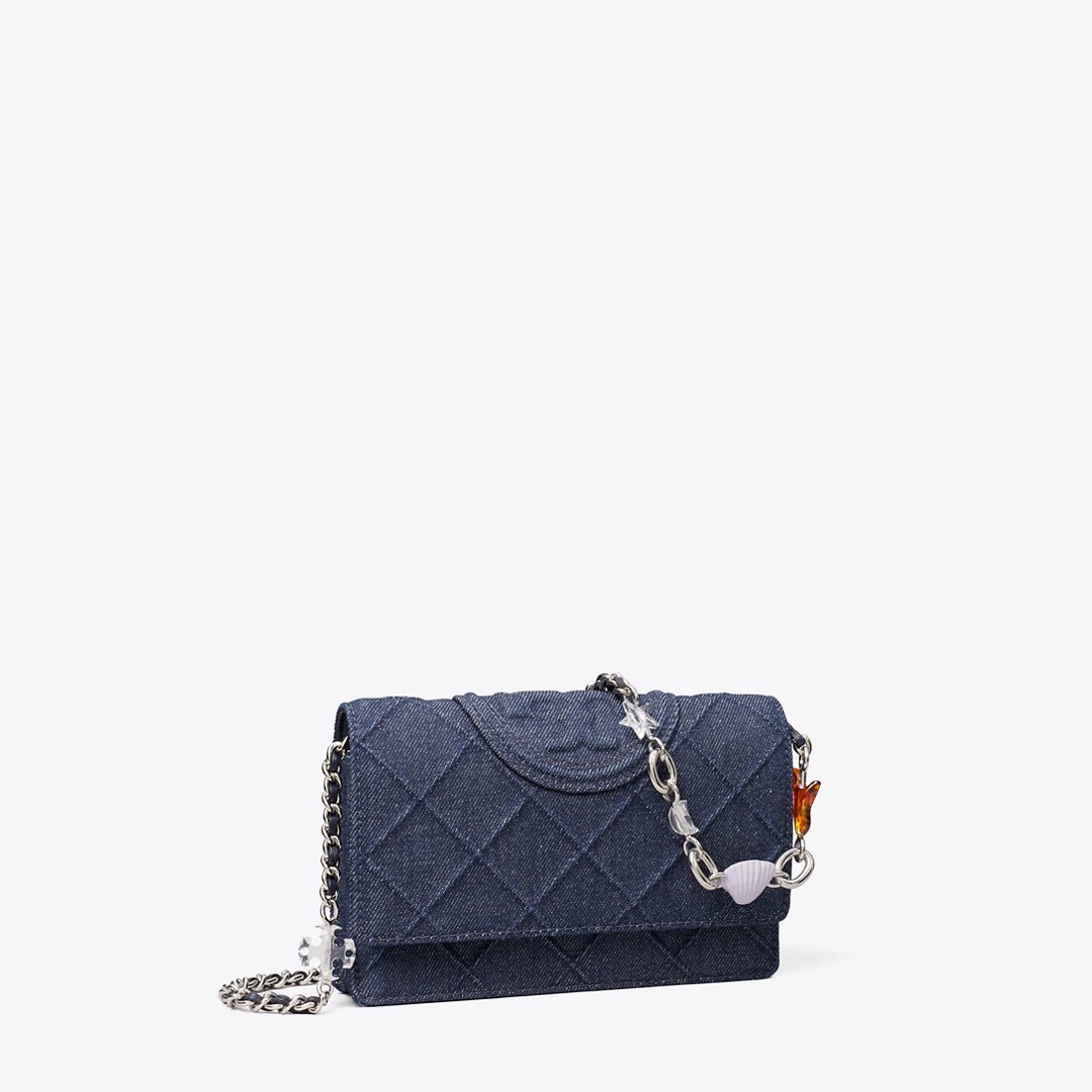 Fleming Denim Charm Chain Crossbody