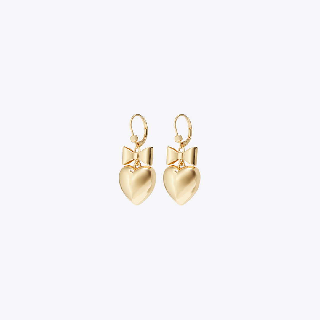 Curiosity Heart and Bow Earrings