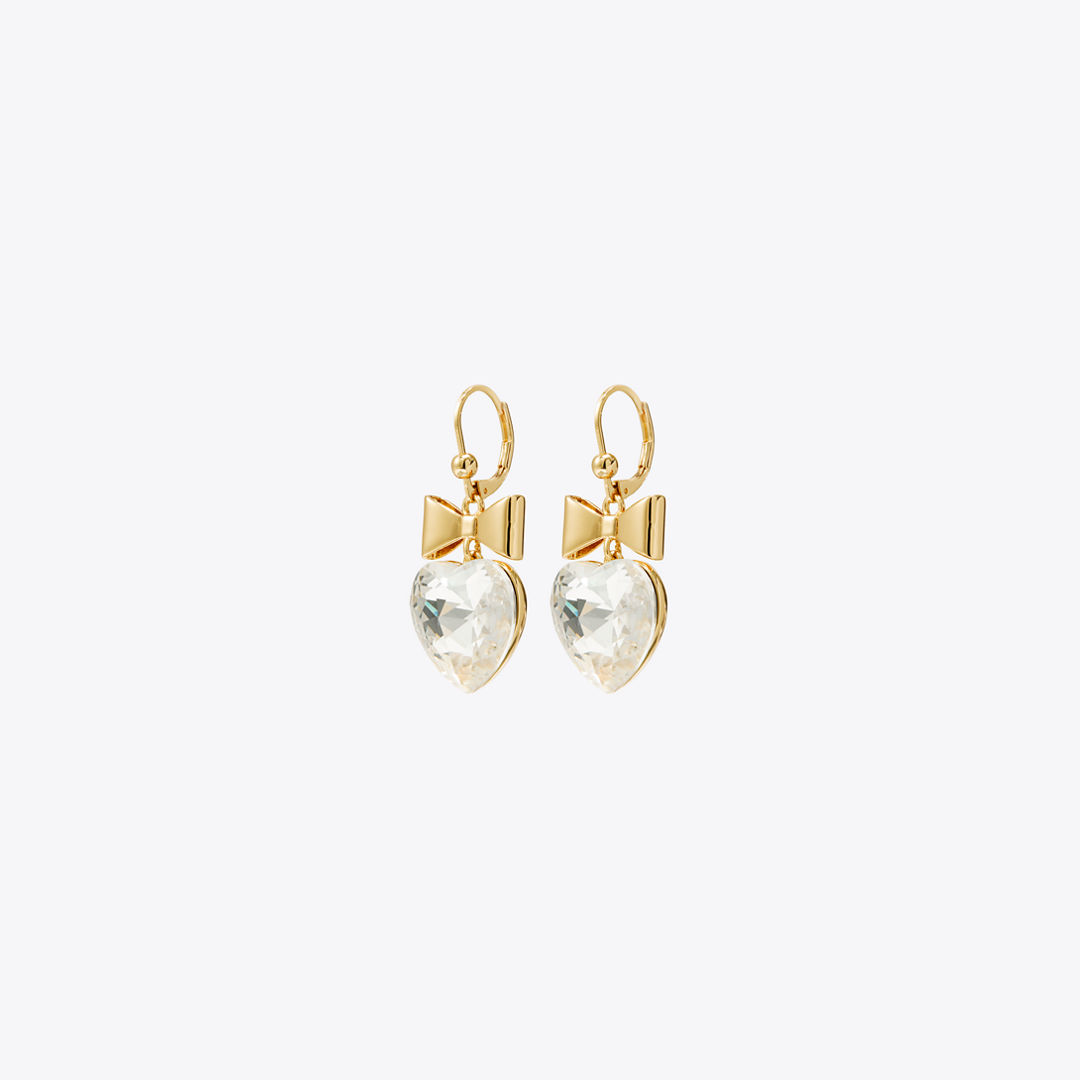 Curiosity Heart and Bow Earrings