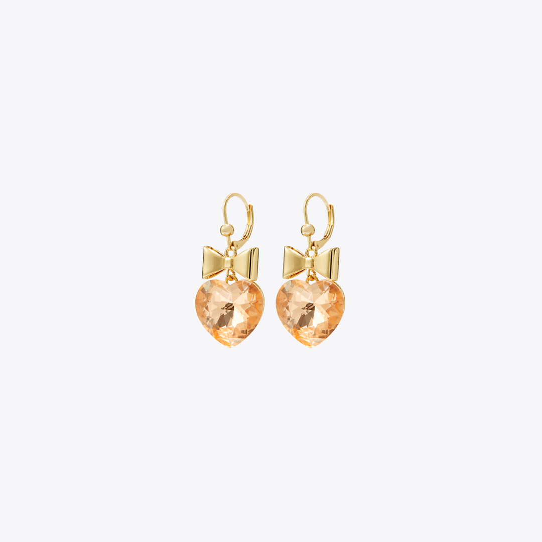 Curiosity Heart and Bow Earrings