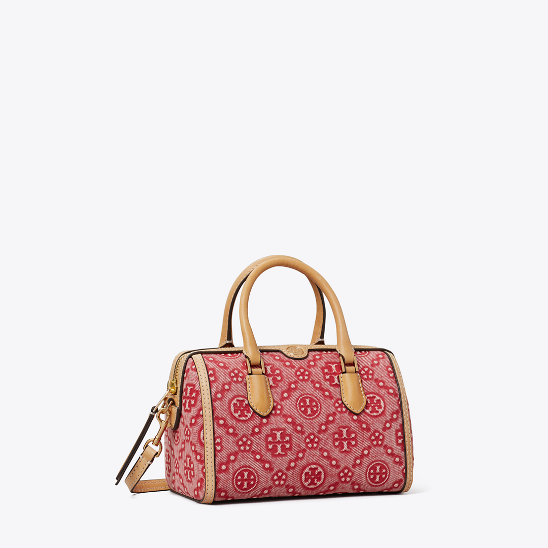 T Monogram Denim Petite Barrel Bag
