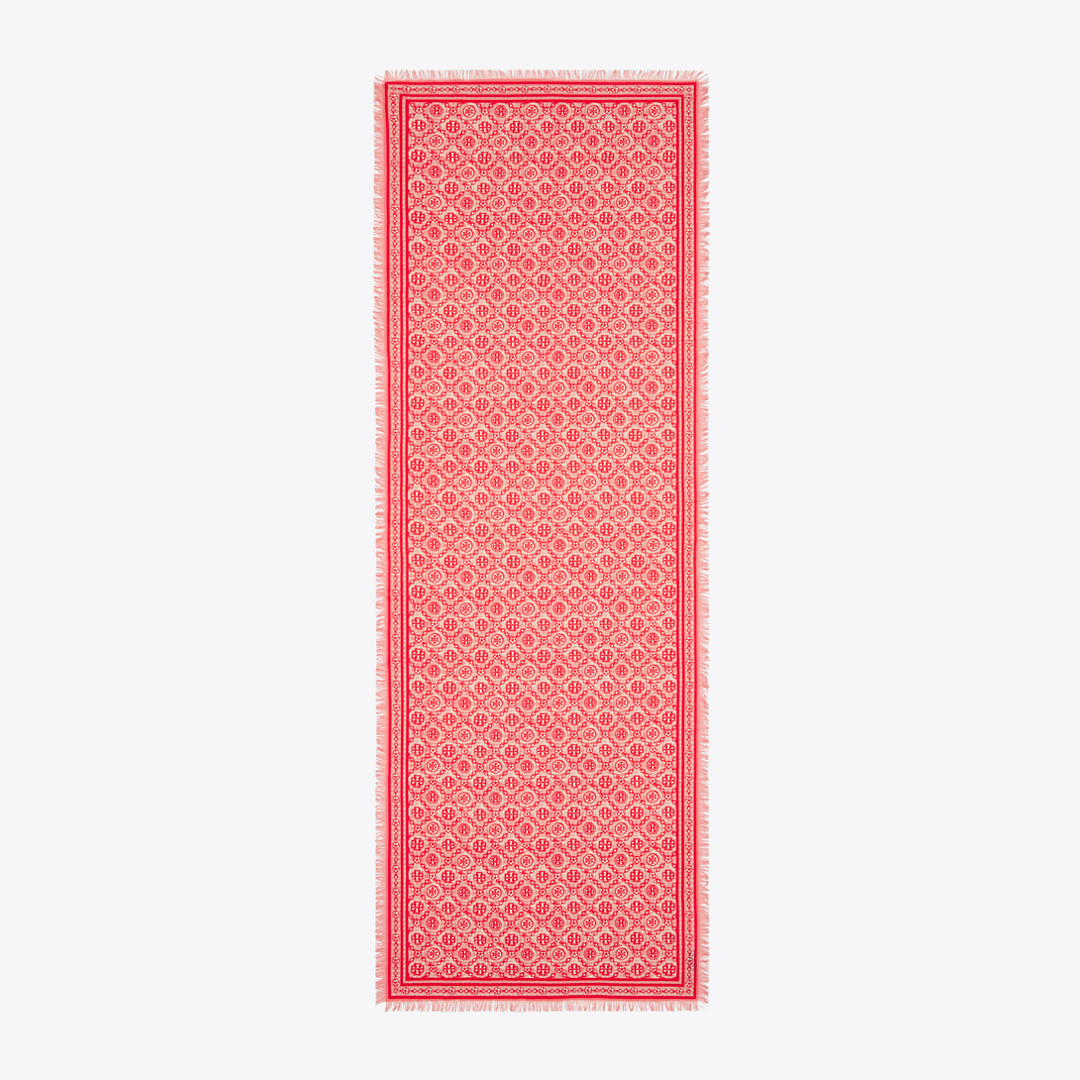 T Monogram Floral Oblong Scarf
