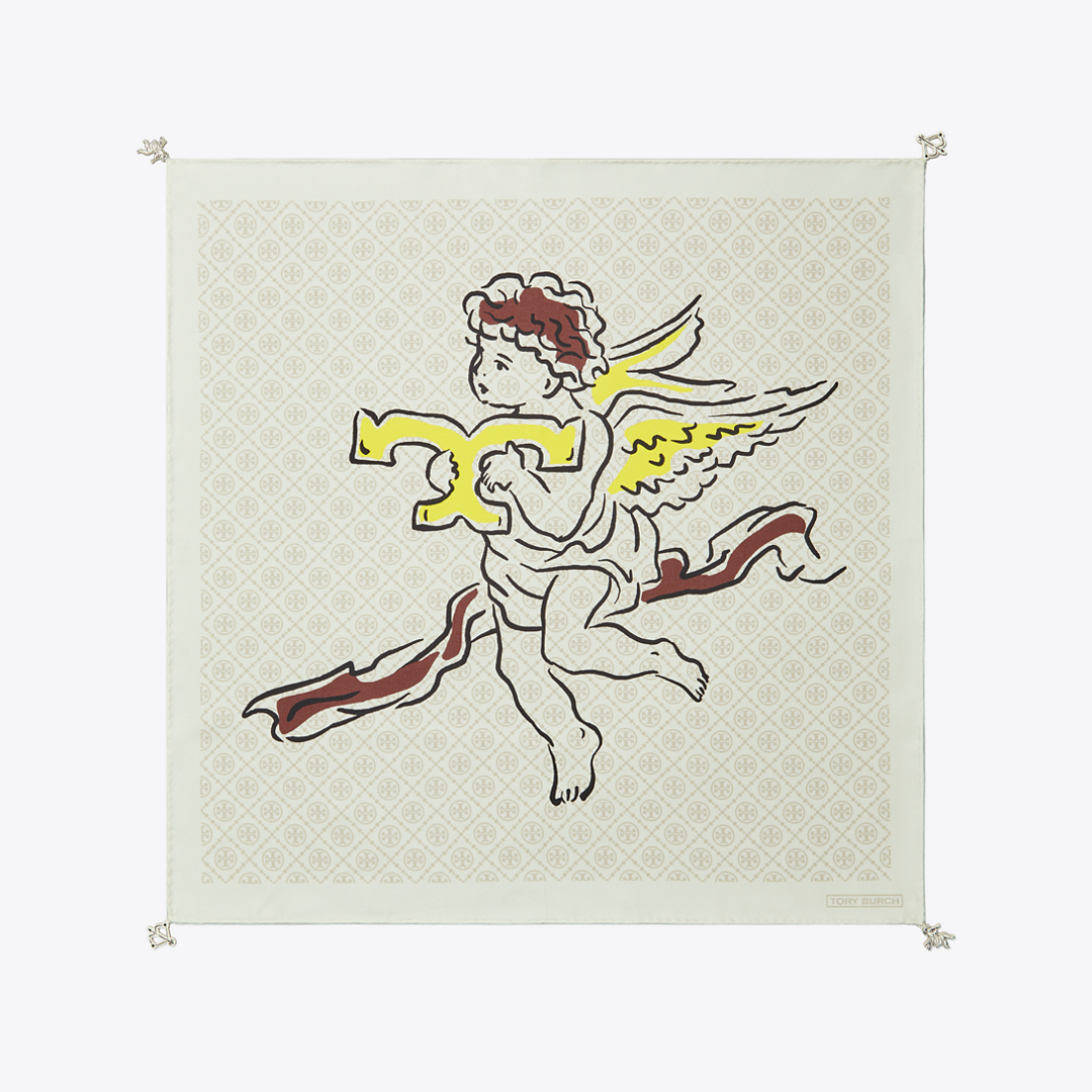 T Monogram Cherub Silk Neckerchief