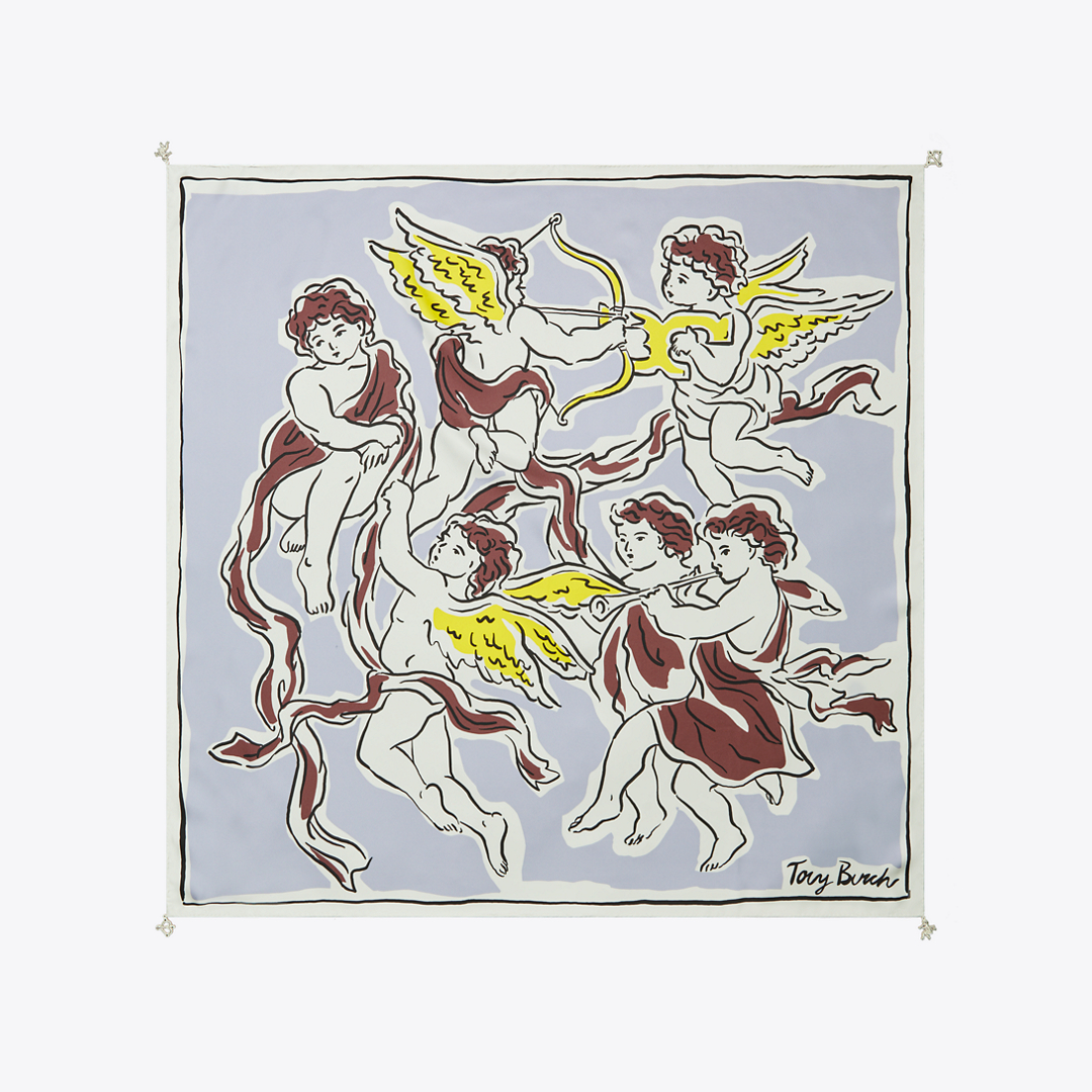 Cherubs Silk Square Scarf by Tory Burch