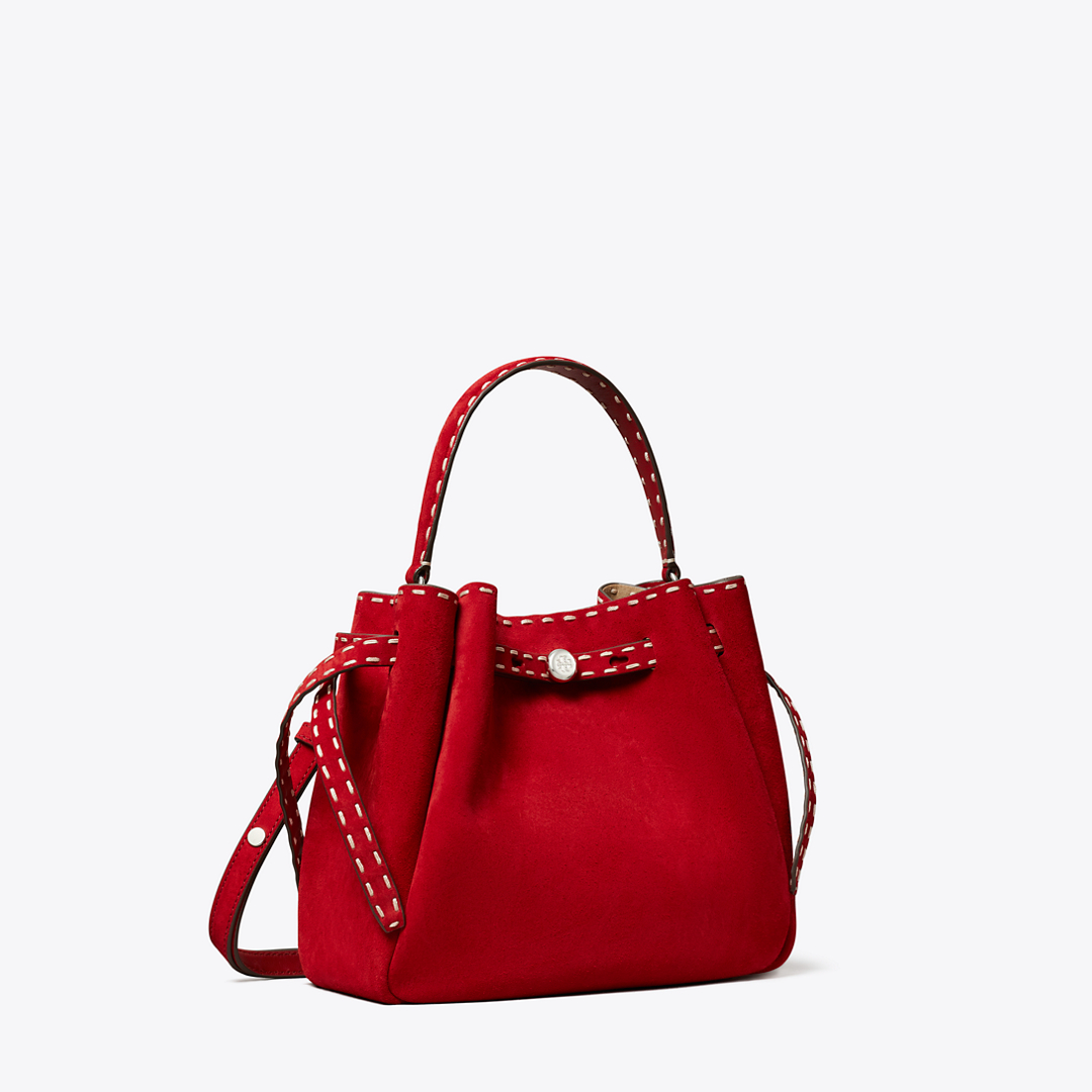 Romy Suede Pick Stitch Bucket Bag by Tory Burch