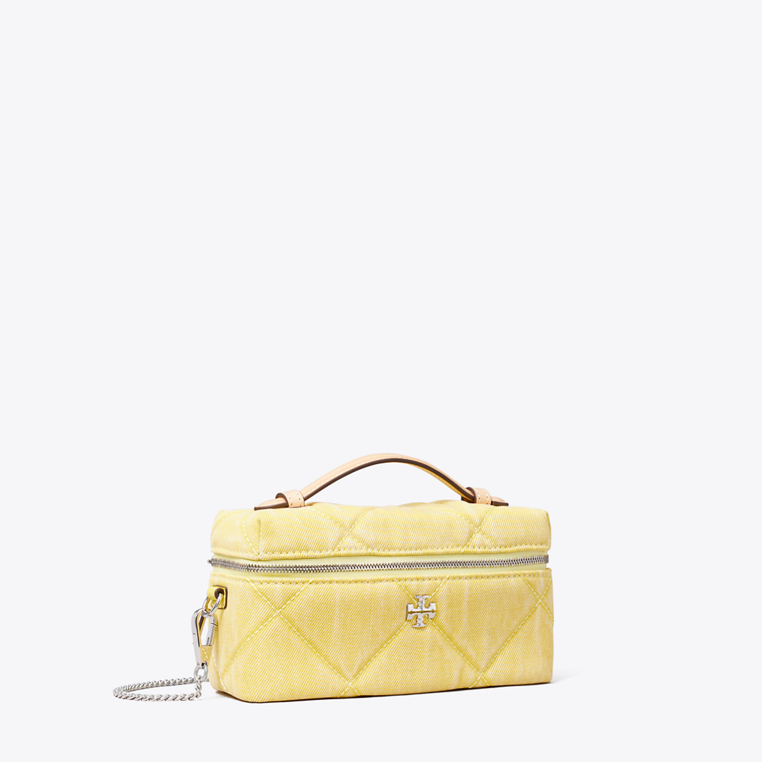 Kira Diamond Quilt Denim Vanity Case by Tory Burch