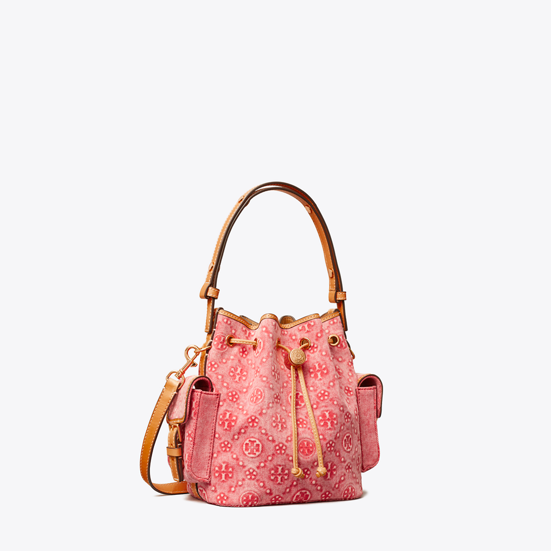 T Monogram Denim Bucket Bag