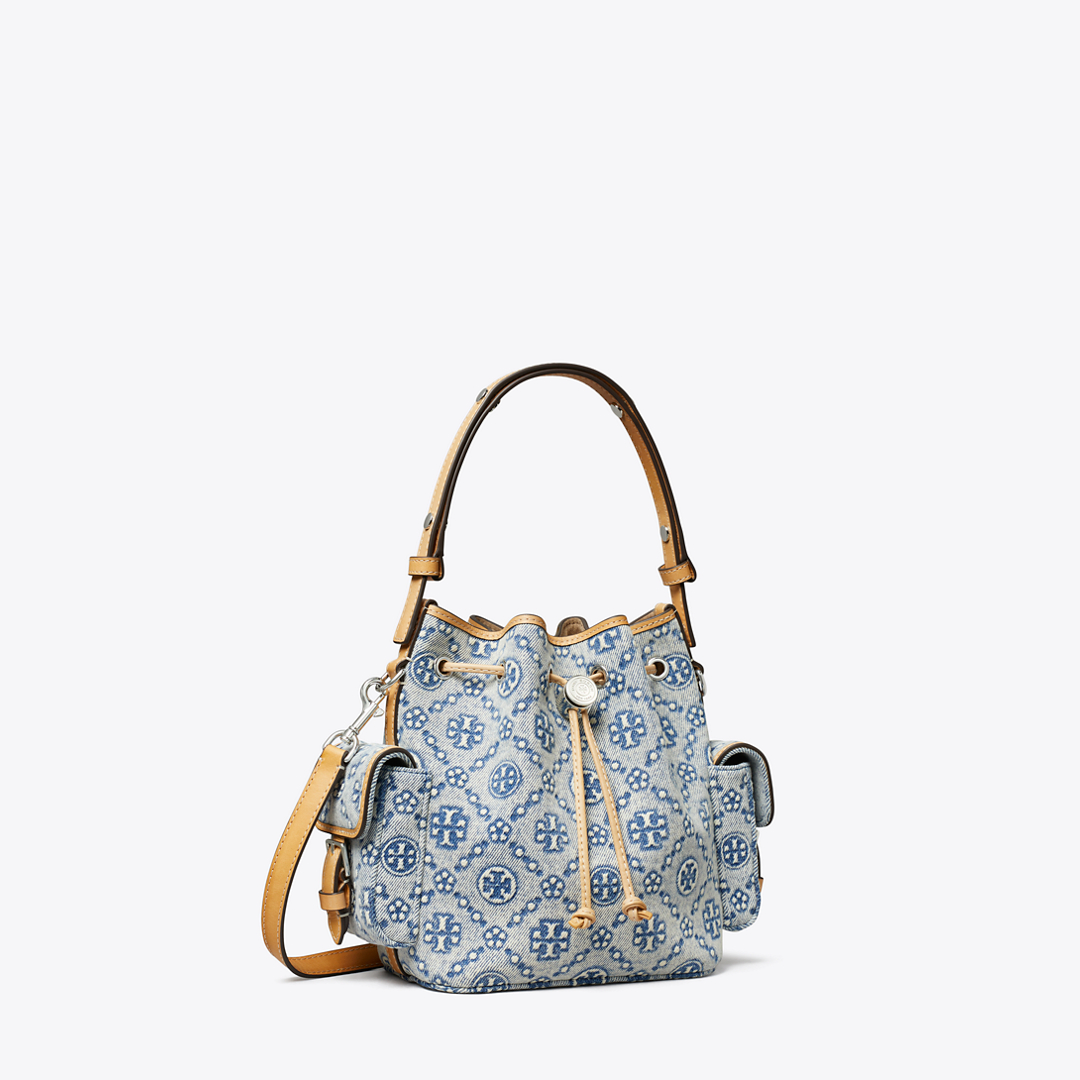 T Monogram Denim Bucket Bag