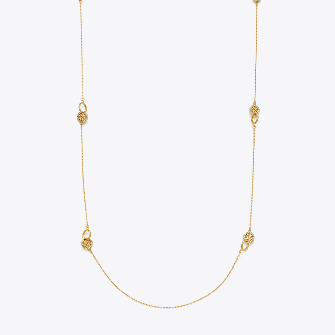 Long Icon Pavé Interlocking Necklace