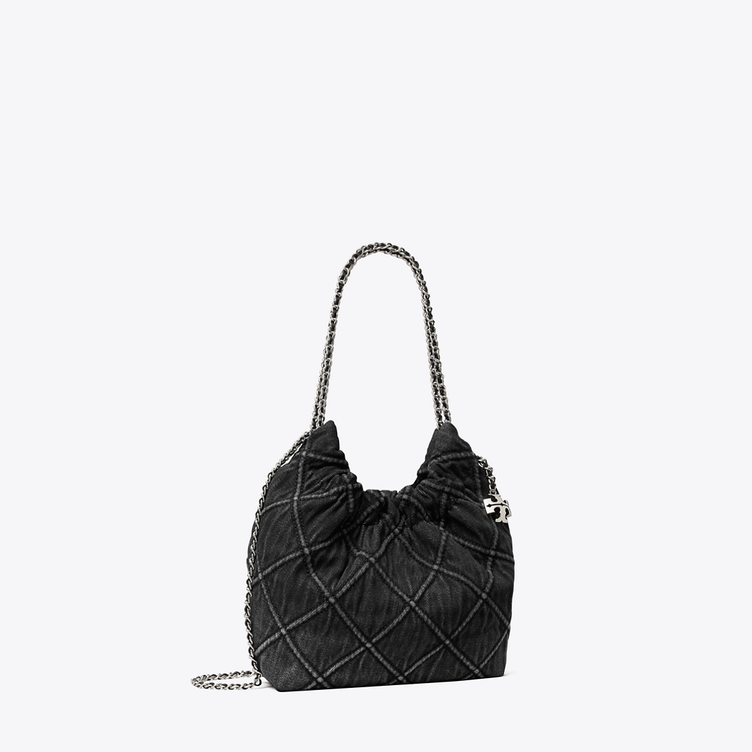Mini Fleming Soft Denim Hobo Bag