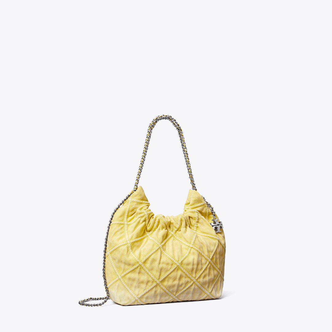 Mini Fleming Soft Denim Hobo Bag