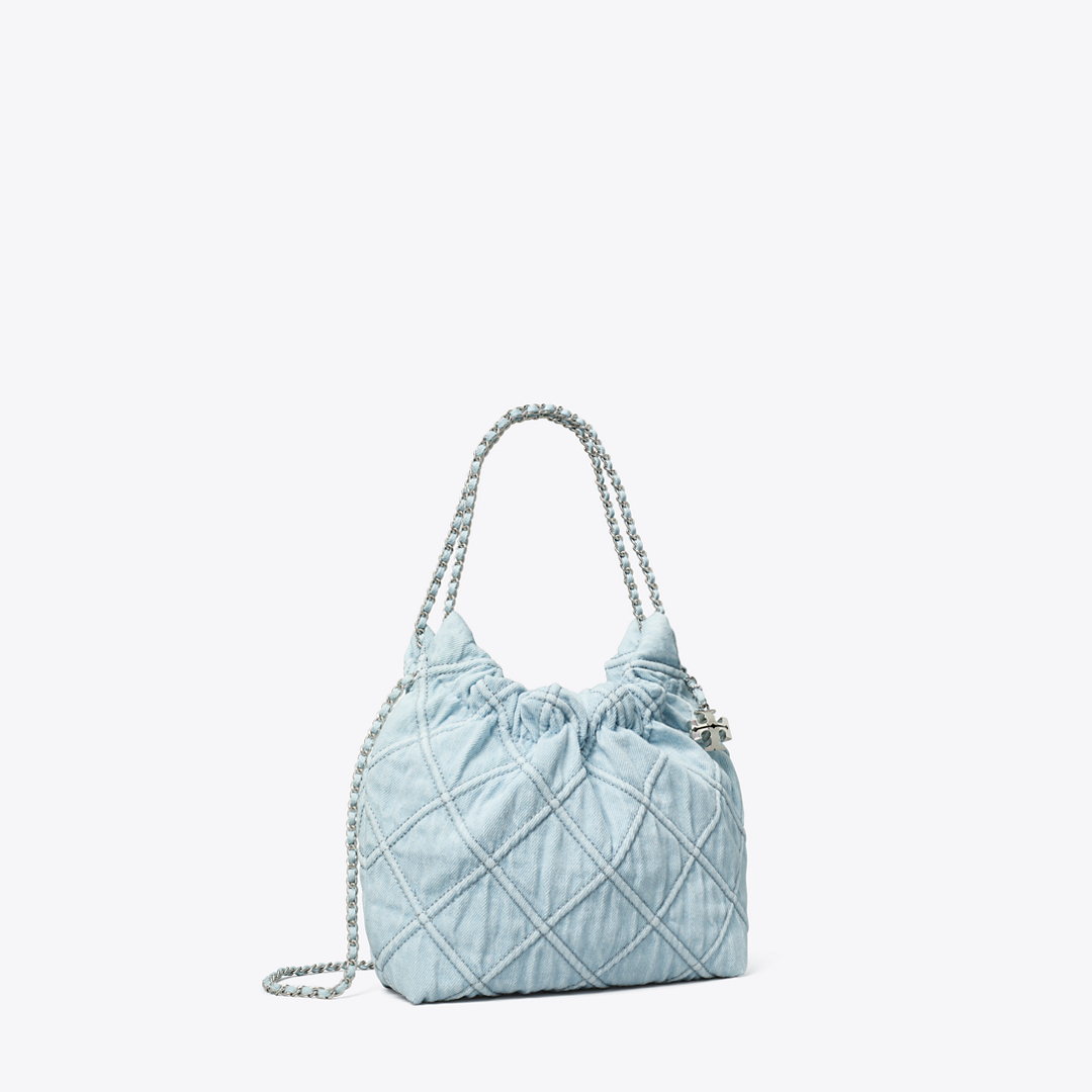 Mini Fleming Soft Denim Hobo Bag