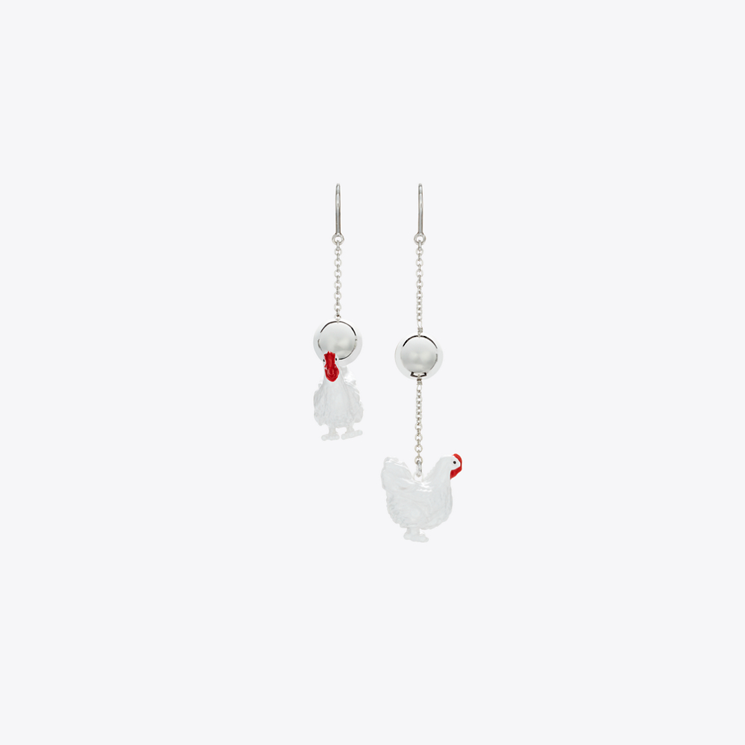 Runway Chicken Earrings