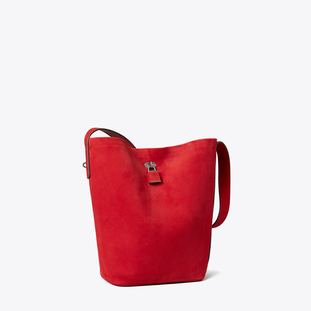 Suede Slim Bucket Bag