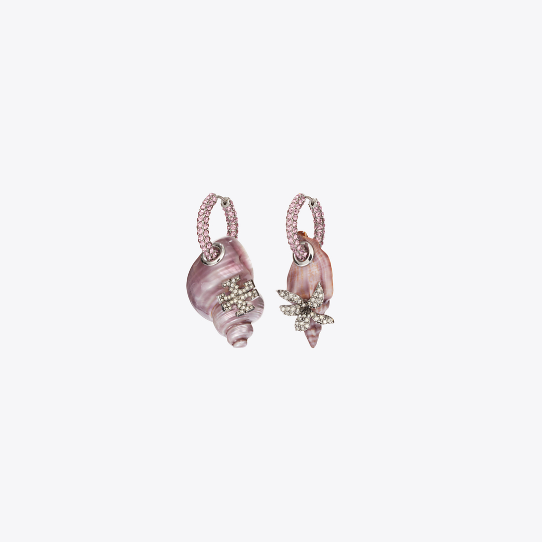 Curiosity Shell Hoop Earrings by Tory Burch