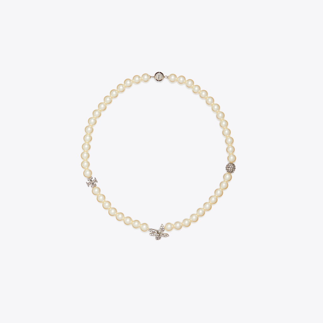 Moondance Pavé Flower Pearl Necklace