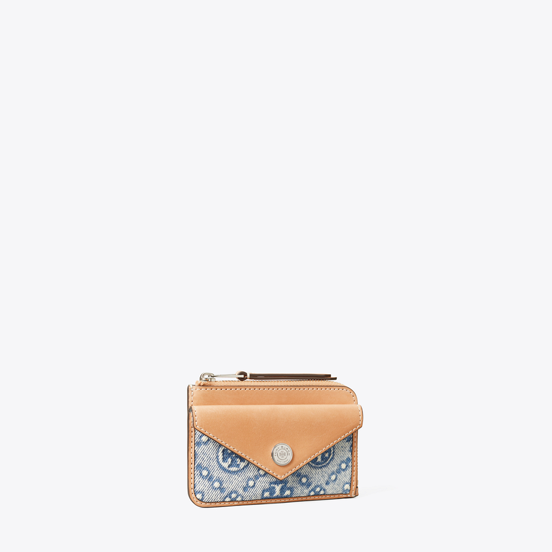 T Monogram Denim Zip Card Case