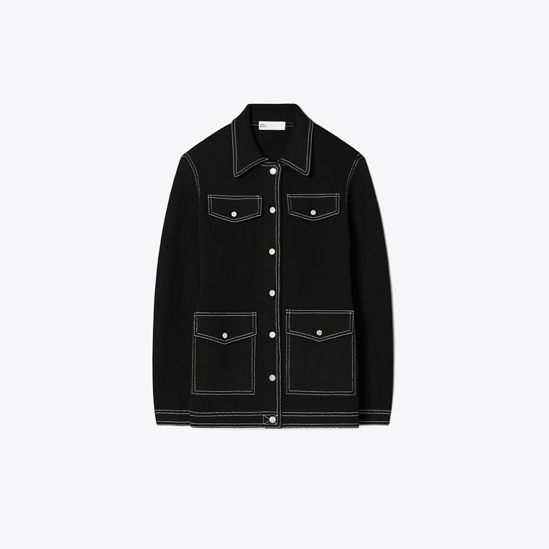Topstitch Wool Jacket by Tory Burch