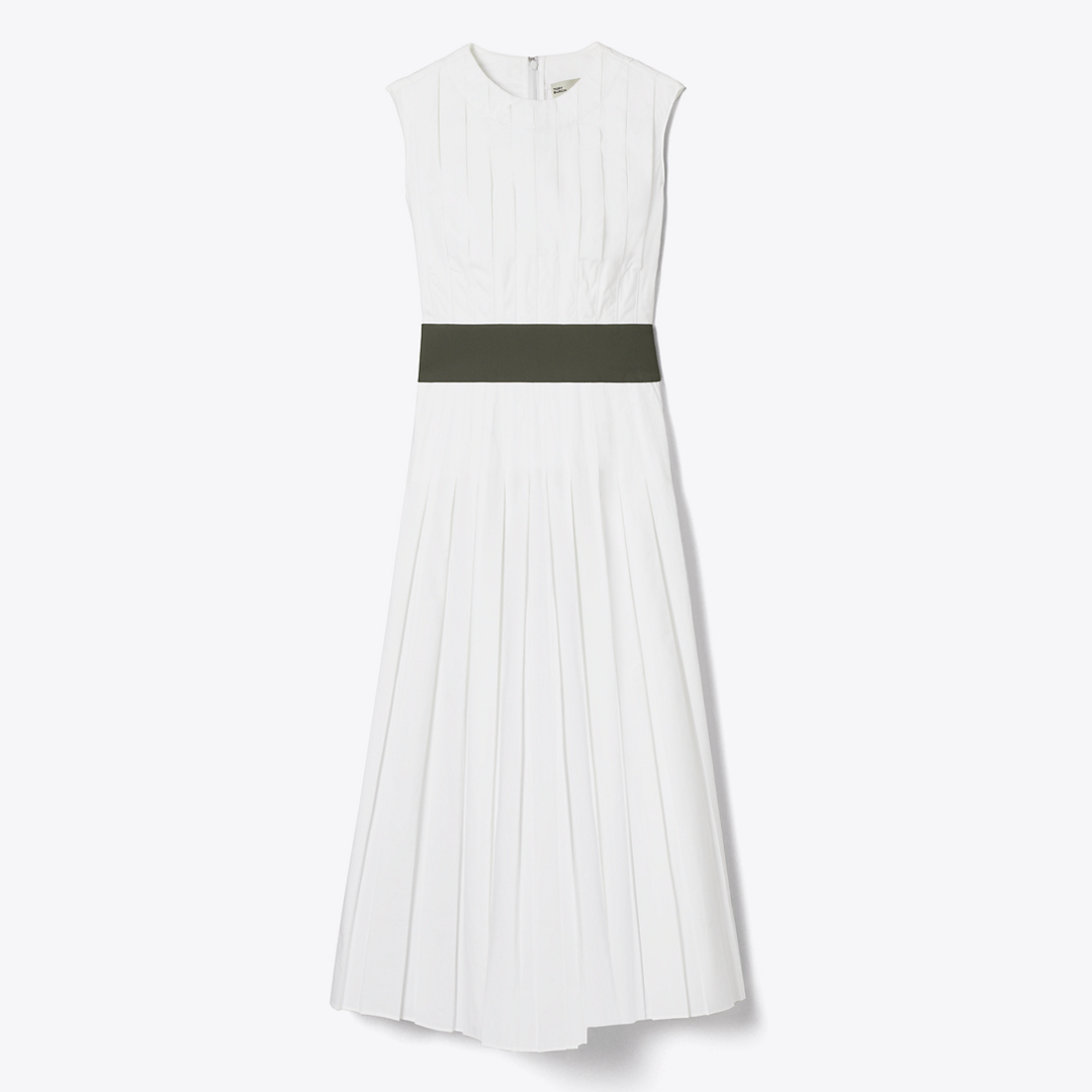 Pleated Poplin Dress