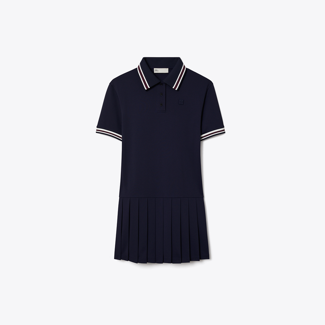 Striped Rib Knit Polo Dress