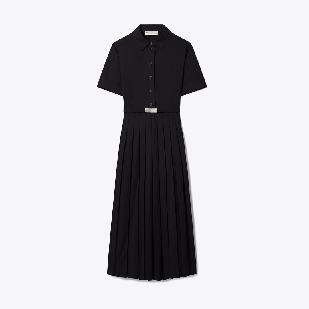 Pleated Poplin Shirtdress