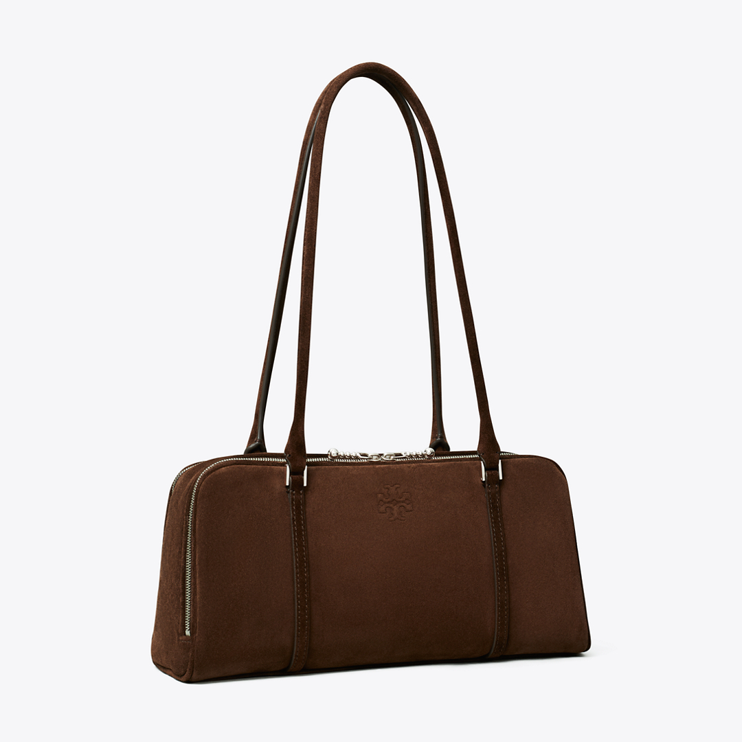 Small Marshmallow Suede Satchel