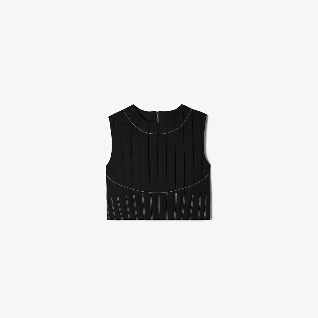 Wool Twill Pleated Top