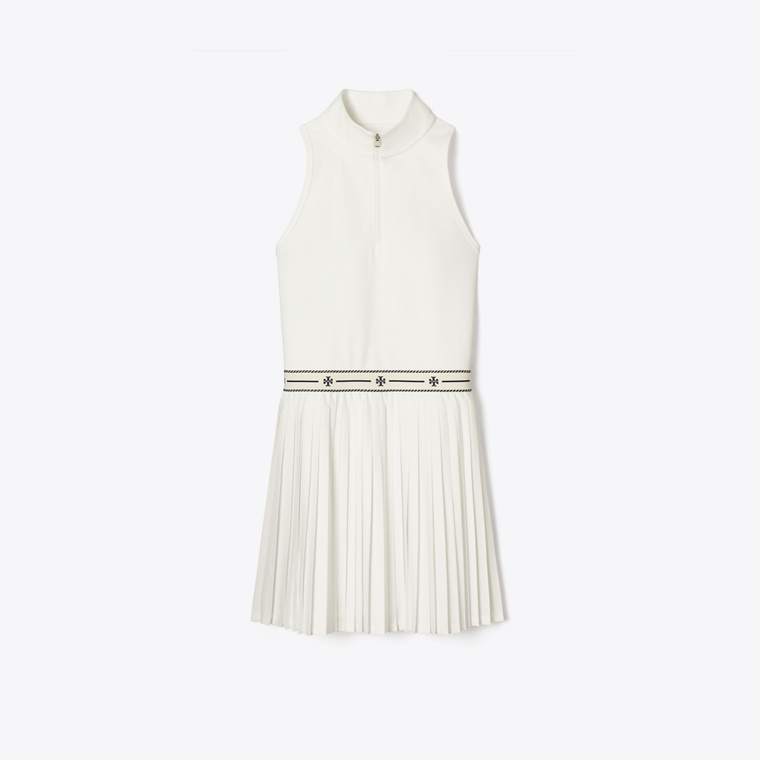 Quarter-Zip Pleated Tennis Dress