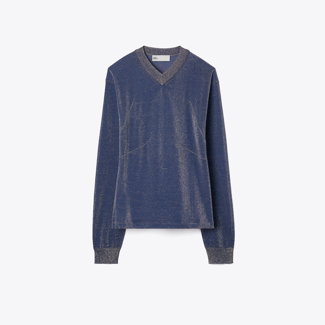 Metallic V-Neck Sweater