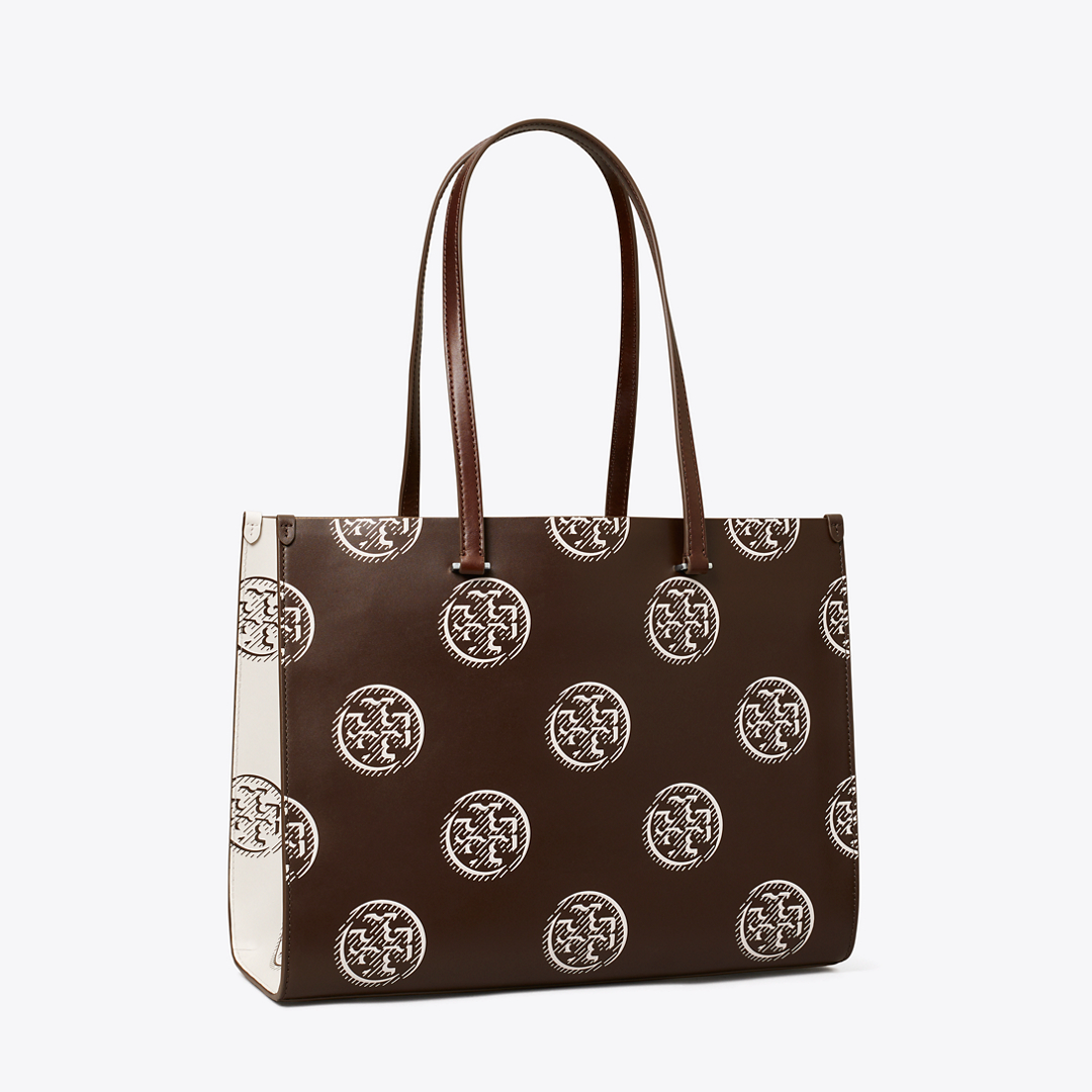T Monogram Contrast Embossed Tote