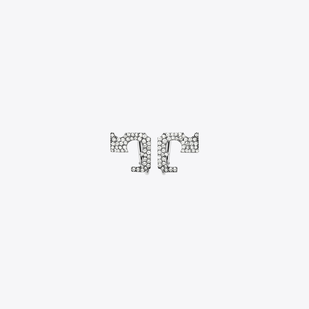 Runway Pavé Serif T Clip-On Earrings